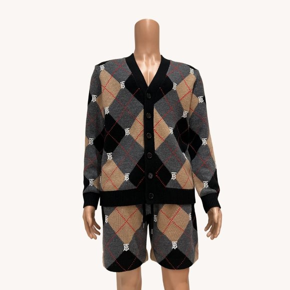 BURBERRY ACKERMAN ARGYLE CARDIGAN (only) in CAMEL - Picture 1 of 7